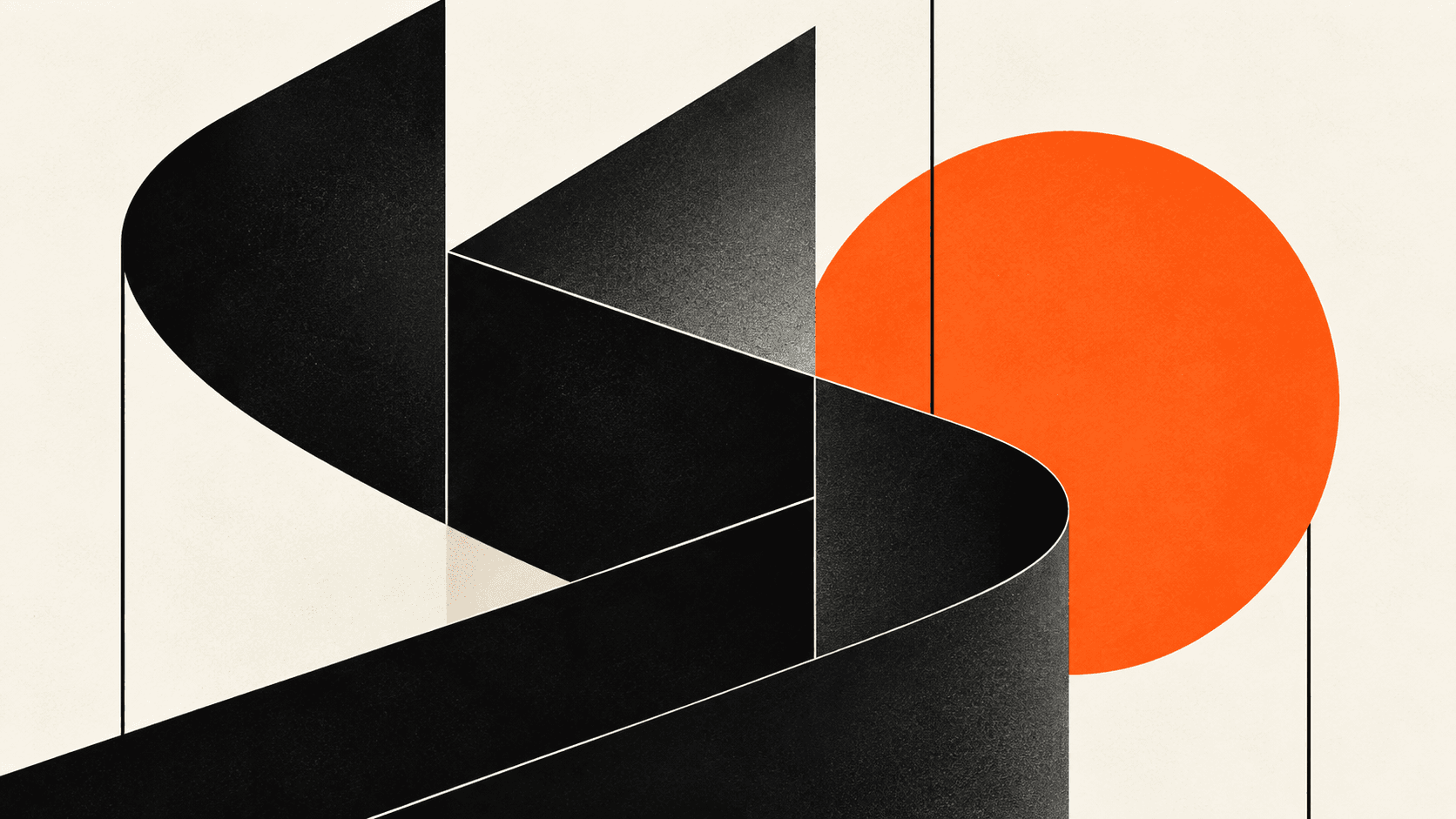 Folded black paper surrounding an orange circle